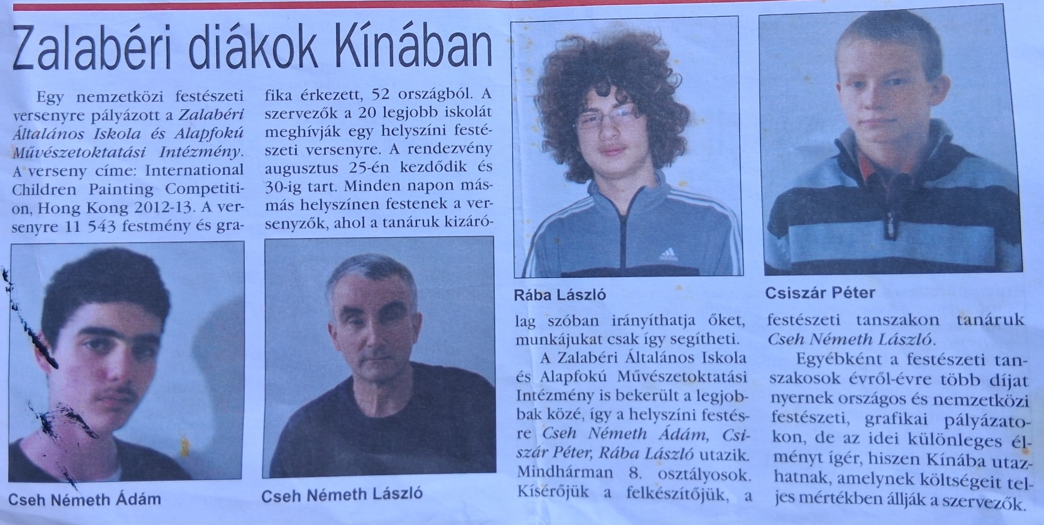 Zalabéri diákok Kínában 2013